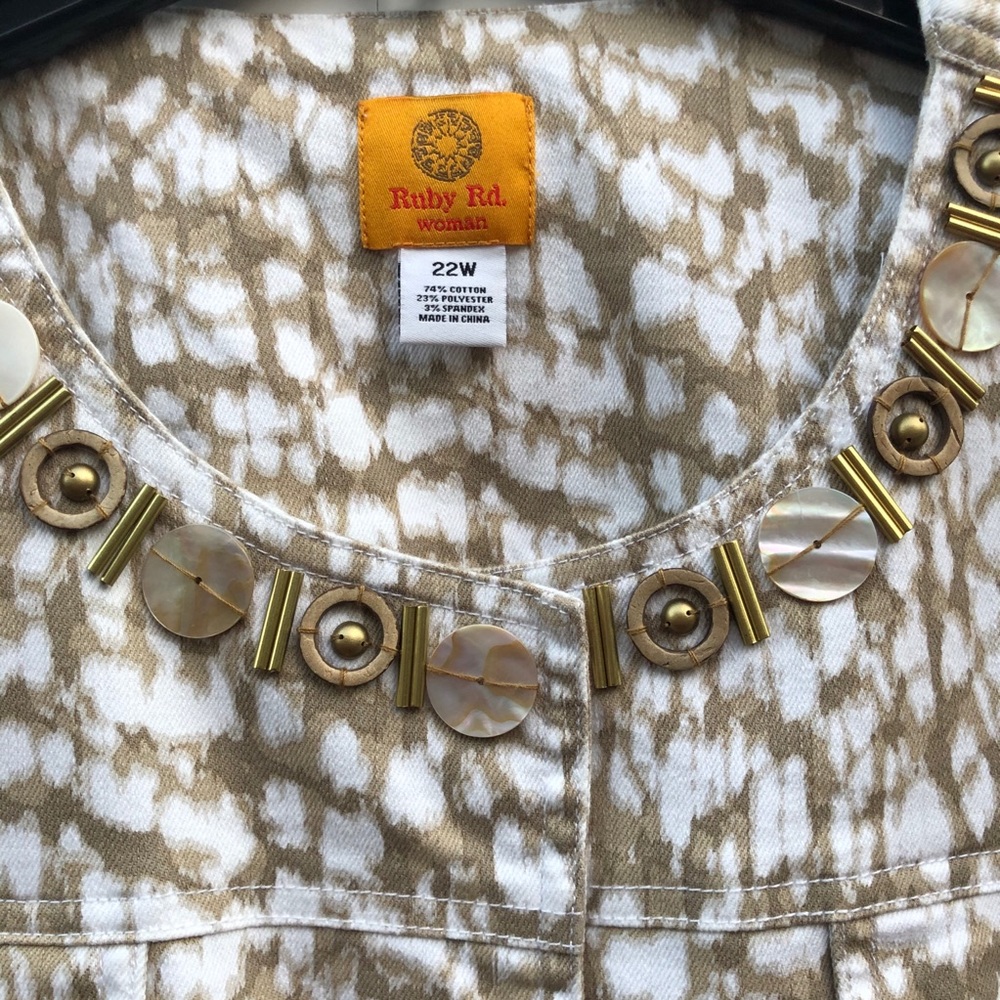 Ruby Rd. Snakeskin Jeweled Collarless Button Down… - image 3